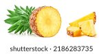 Small photo of Pineapple. Pineapple with clipping path isolated on a white background. Fresh organic pineapple