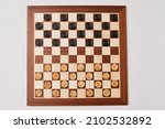 Small photo of Draughts 10x10, checker board, wood design