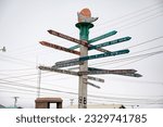 Small photo of Signpost for many cities in Barrow Alaska