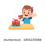 happy cute little kid boy and... | Shutterstock .eps vector #1856235088