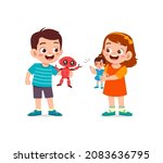 two kids boy and girl play... | Shutterstock .eps vector #2083636795
