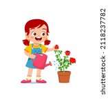 cute little girl stand and... | Shutterstock .eps vector #2118237782