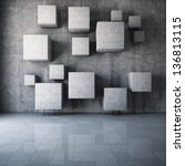 Abstract Concrete Cubes In The...