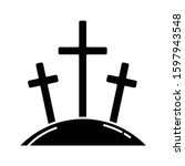 Jesus Crucifixion with three crosses vector clipart image - Free stock ...