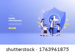 family life insurance concept ... | Shutterstock .eps vector #1763961875