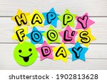 happy fool's day text on... | Shutterstock . vector #1902813628