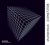 glitched cyberpunk 3d cube. 3d... | Shutterstock .eps vector #2104672538