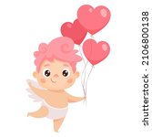 cute cupid with heart shaped... | Shutterstock .eps vector #2106800138