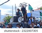 Small photo of Bandar Lampung, Indonesia, May 13 2021. Students staged a demonstration against the omnibus law.