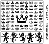 set of crowns and lion rampant. ... | Shutterstock .eps vector #254952592