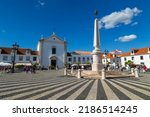 Small photo of VILA REAL DE SANTO ANTONIO, PORTUGAL - JUNE 11, 2022 - View of the Marquis of Pombal Square (Praca do Marques de Pombal), Vila Real de Santo Antonio, Algarve, Portugal