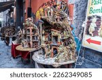 Small photo of Naples, Italy - September 9, 2019: Nativity scene for sale (manger scene, crib, presepio, presepe, Bethlehem), a Christian tradition, on a street in Naples, Italy