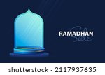 realistic podium for ramadan... | Shutterstock .eps vector #2117937635