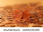 Small photo of Abolition of one and two cent euro coins. Europeans in favour of abolishing 1 cent and 2 cent coins. Euro currency coin. coins background. Income and profits. Banking, economics, saving money.