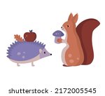 Cartoon Squirrel And Hedgehog....