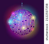disco ball glowing on a dark... | Shutterstock .eps vector #2122537358