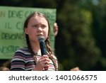 Small photo of Greta Thunberg, the Famous Swedish Climate Activist (Fridays for Future), Speaking to the Crowd in Rome, 2019. In February 2021 Her Effigies Were Burned in Delhi After Tweets on Indian Farmers Protest