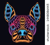 glow in the dark decorative dog ... | Shutterstock .eps vector #1448086445