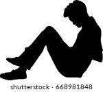 silhouette of very sad young... | Shutterstock .eps vector #668981848
