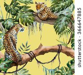 watercolor tropical leopard... | Shutterstock . vector #366647885