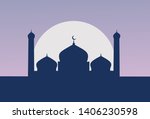 purple islamic mosque flat... | Shutterstock . vector #1406230598