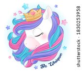 cute doodle unicorn with... | Shutterstock .eps vector #1830253958
