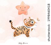 cute doodle tiger with... | Shutterstock .eps vector #1998460418