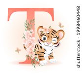 cute doodle tiger with alphabet ... | Shutterstock .eps vector #1998460448