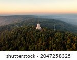Erzsebet lookout tower in Budapest Normafa hill. Famous attraction in Budapest's hills. Spledid old tower built in 1910.