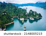 Small photo of Located 110km north of Tuyen Quang city, Lake Na Hang is where Gam and Nang rivers meet. Covering a total area of 8,000ha, the lake is surrounded by primitive forests, creating an imposing landscape.