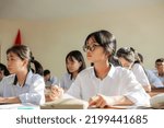 Small photo of Hai Phong, Vietnam - September 5th, 2022: Cat Ba High School, Cat Ba Island District.