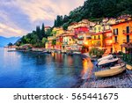 Menaggio old town on Lake Como, Milan, Italy, in the evening sunset light
