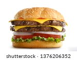 Fast food Burger, Chicken, Meat, Different type of sandwiches on a white background.