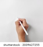 Hand Holding A White Stylus Pen ...