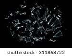 broken glass with sharp Pieces over black 