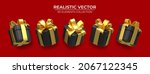 set of realistic 3d black gift... | Shutterstock .eps vector #2067122345