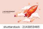 3d red space rocket or... | Shutterstock .eps vector #2143853485