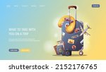 suitcase  travel pillow  camera ... | Shutterstock .eps vector #2152176765