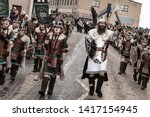 Small photo of Lerwick, Shetland Isles, Scotland, UK. 29th January 2019. Guizer Jarl John Nicolson (Thorstein Egilsson) of the Up Helly Aa viking fire festival which is unique to the Shetland Isles.