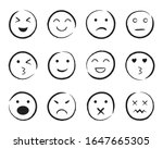 set of happy face hand drawn... | Shutterstock .eps vector #1647665305