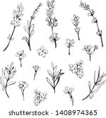 a set of lavender in black and... | Shutterstock .eps vector #1408974365