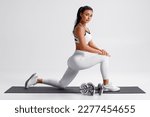 Fitness woman doing lunges...