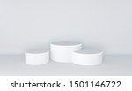 white three level podium with... | Shutterstock . vector #1501146722