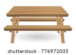 Picnic Wood Table On A White...