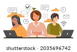 customer service  hotline. help ... | Shutterstock .eps vector #2035696742
