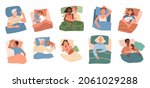 collection of sleeping people.... | Shutterstock .eps vector #2061029288