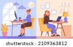 office vs home concept. young... | Shutterstock .eps vector #2109363812