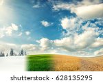 four seasons of year, winter, spring, summer and autumn, nature photo concept