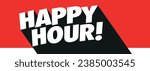 happy hour on red background