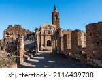Ghost Town Of Belchite Ruined In Battle During Spanish Civil War - wide shot
